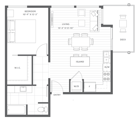 One Bed B3 Floor Plan at Harbor Heights 55+ Community, Washington